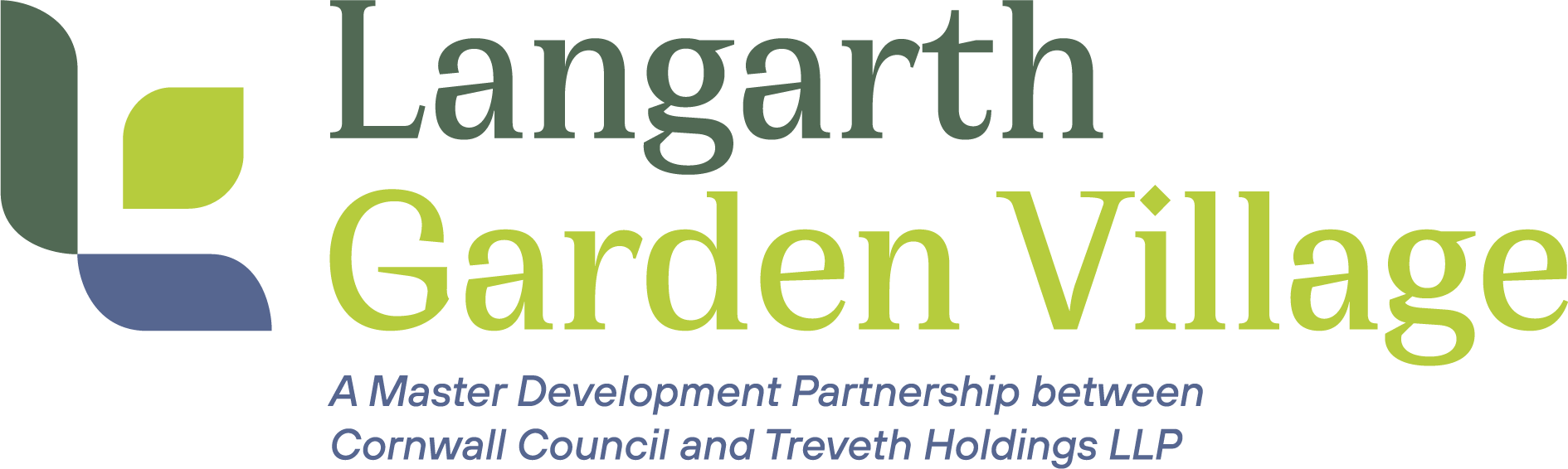 Langarth Garden Village - Logo - White Langarth Garden Village logo